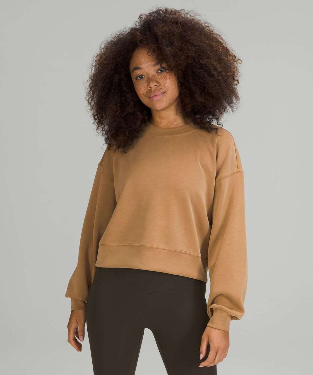 Lululemon Softstreme Perfectly Oversized Cropped Crew Bold Beige 10